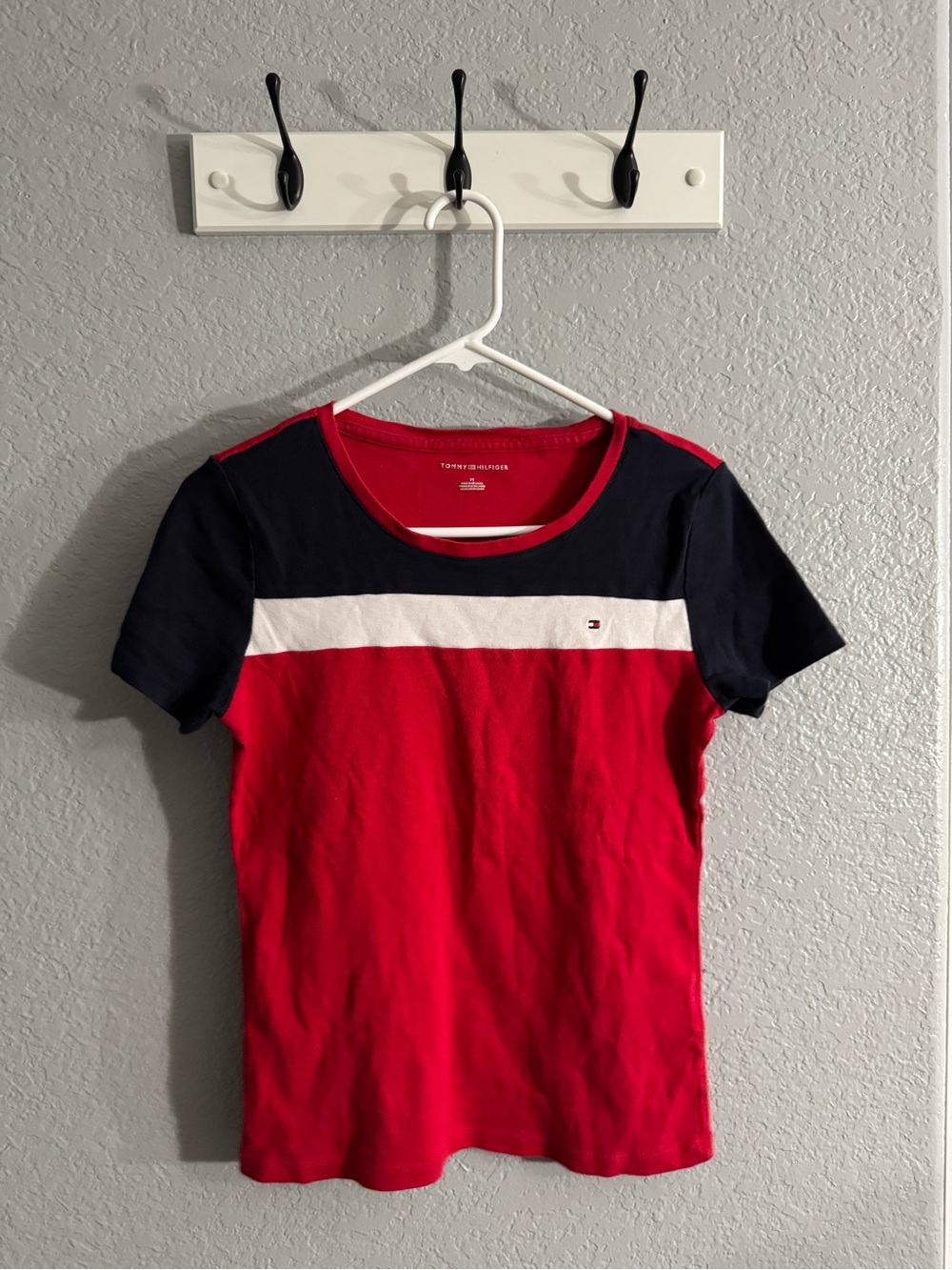 Tommy Hilfiger Red, Navy & White Short Sleeve Colorblock Tee